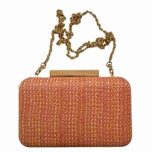 Urban Expressions Cicley Woven Tweed Hard Shell Clutch Crossbody Purse Bag EUC